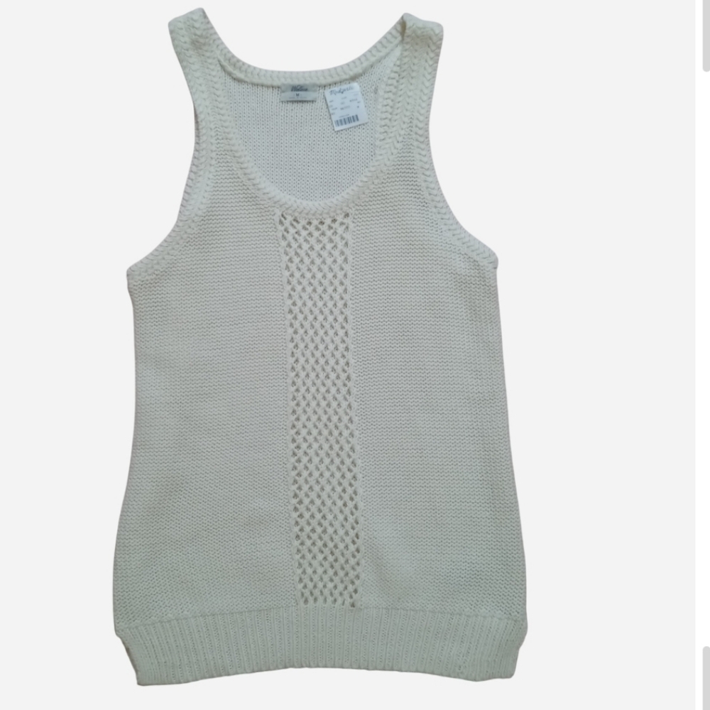 Wallace Madewell Cream Knit Eyelet Sweater Vest